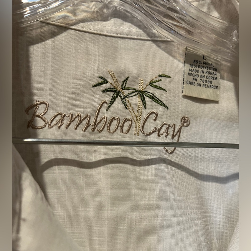 Bamboo Cay Embroidered Guitar Music Button-Up Shirt Hawaiian Unique Short Sleeve - Picture 5 of 9